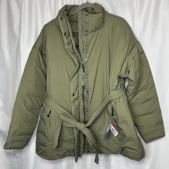Columbia Women's Size 2X Ardenwood Novelty Down Parka Jacket Green Belt Winter - Picture 9 of 12